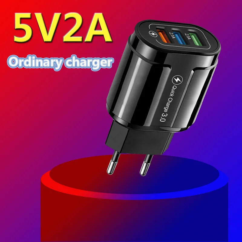 

3USB 2A Fast Charge Mobile Phone Charger Multi-Port Wall Chargers Universal EU/US Plug Travel Quick Charging Adapter For Huawei
