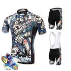 Велосипедная Джерси с рисунком черепа, Профессиональная форма для команды 2021, Мужская одежда для велоспорта с коротким рукавом, комплект велосипедных шорт для горного велосипеда, одежда для велоспорта