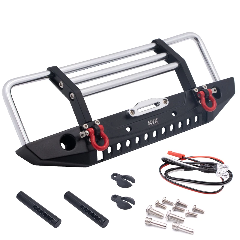 

KYX Racing Alloy Front Bumper with LED Lights Upgrades Parts Accessories for 1/10 RC Crawler Car Traxxas TRX-4 TRX4