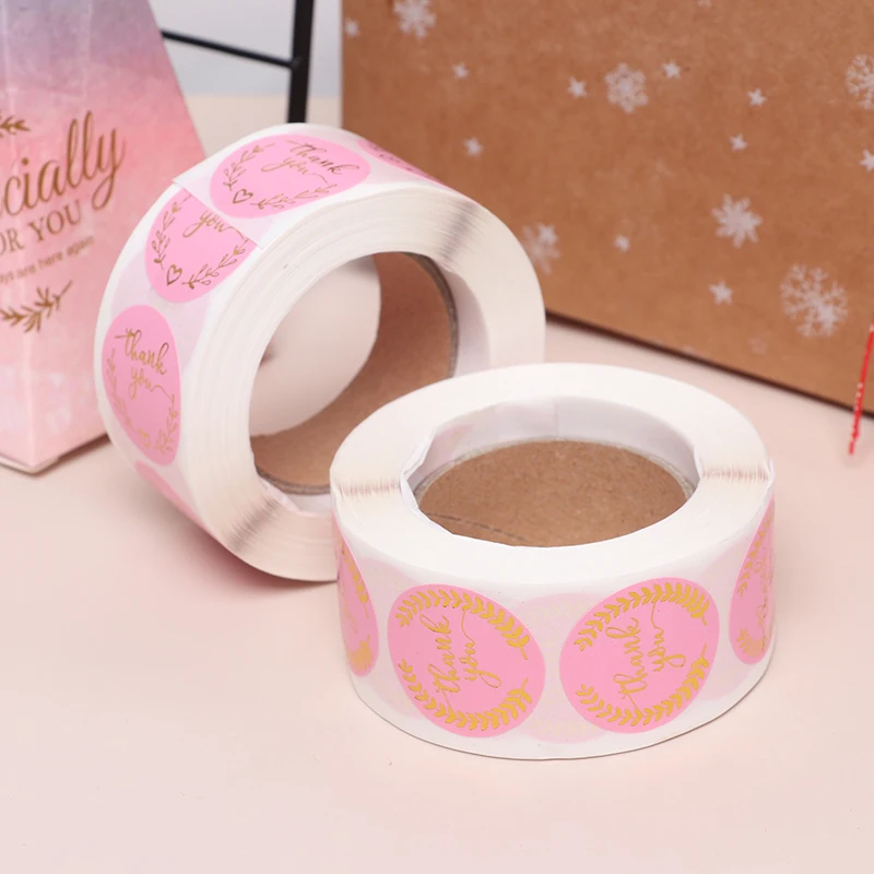 

1 Inch Wreath Thank You Stickers Gold Foil Seal Labels Pink Wedding Party Favors Envelope Supplies Stationery Stickers