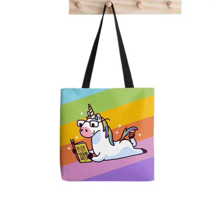 

Shopper Unicorn Believe in Magically printed Tote Bag women Harajuku shopper handbag girl Shoulder shopping bag Lady Canvas Bag