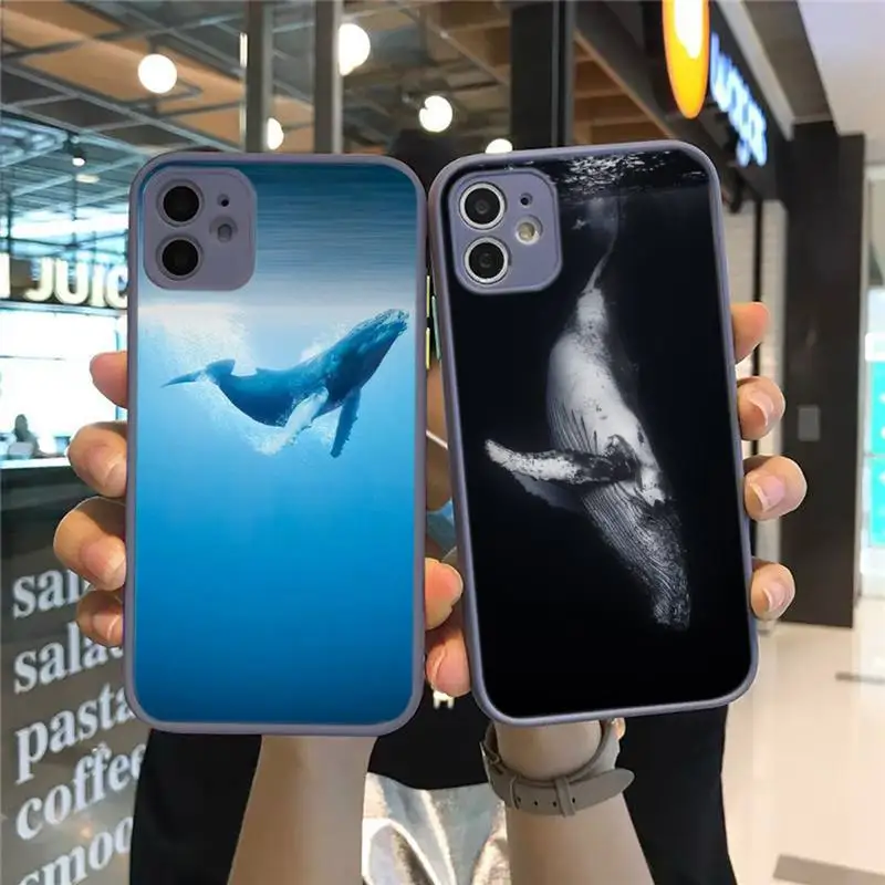 

Shark Blue Whale Sea Animals Phone Case Dark Blue Transparent Matte For IPhone 7 8 11 12 S Mini Pro X XS XR MAX Plus Cover Shell