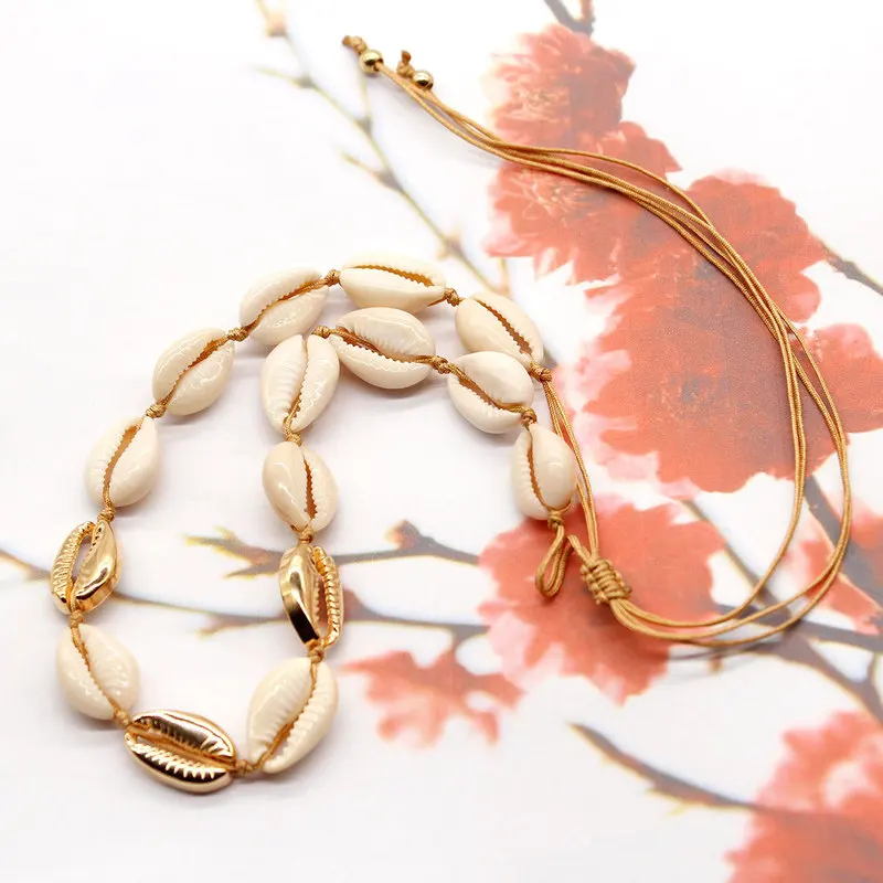 Ожерелье с цепочкой из натуральной ракушки Подвески женское золотое ручное