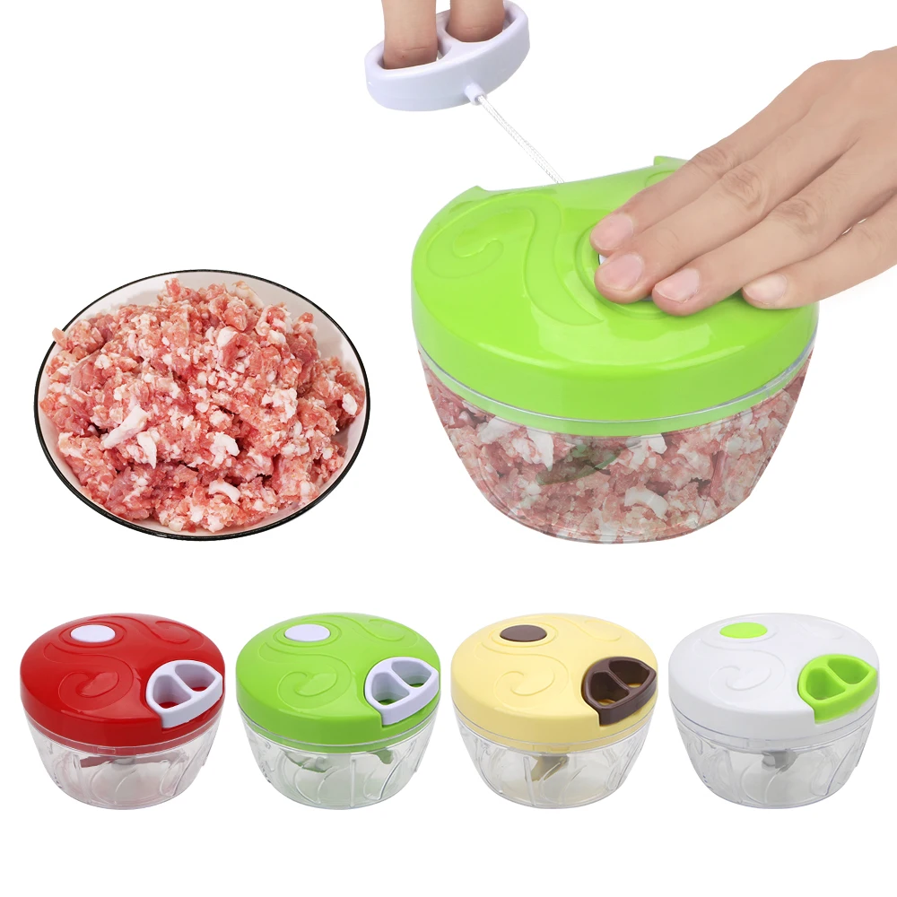 Garlic Onion Slicer Cutter Multifunction Hand Chopper Mincer Slicer Shredder Manual Rope Food Processor