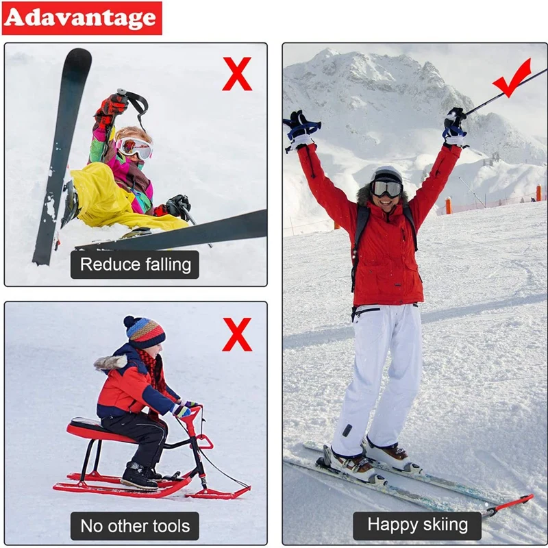 2Pcs Ski Tip Connector Training Aid Skis Tools for Winter Skiing Kids Adults Beginner | Спорт и развлечения