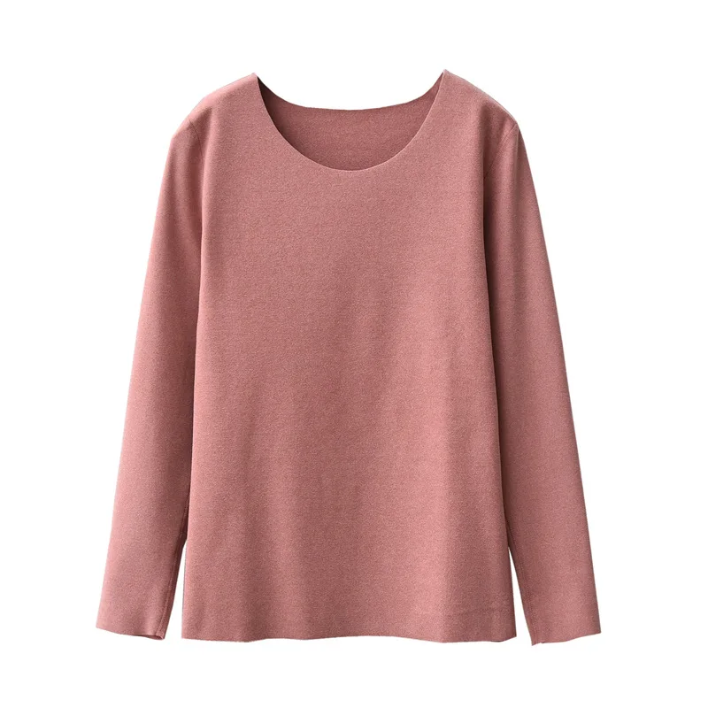 Женская футболка зимняя модная повседневная с круглым вырезом и длинным рукавом