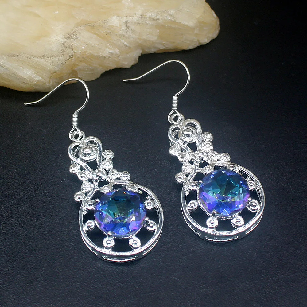 

Hermosa радужные нежные мистические топазы из натурального серебра 925 пробы висячие серьги-подвески с крючком Ювелирные изделия Подарки для же...