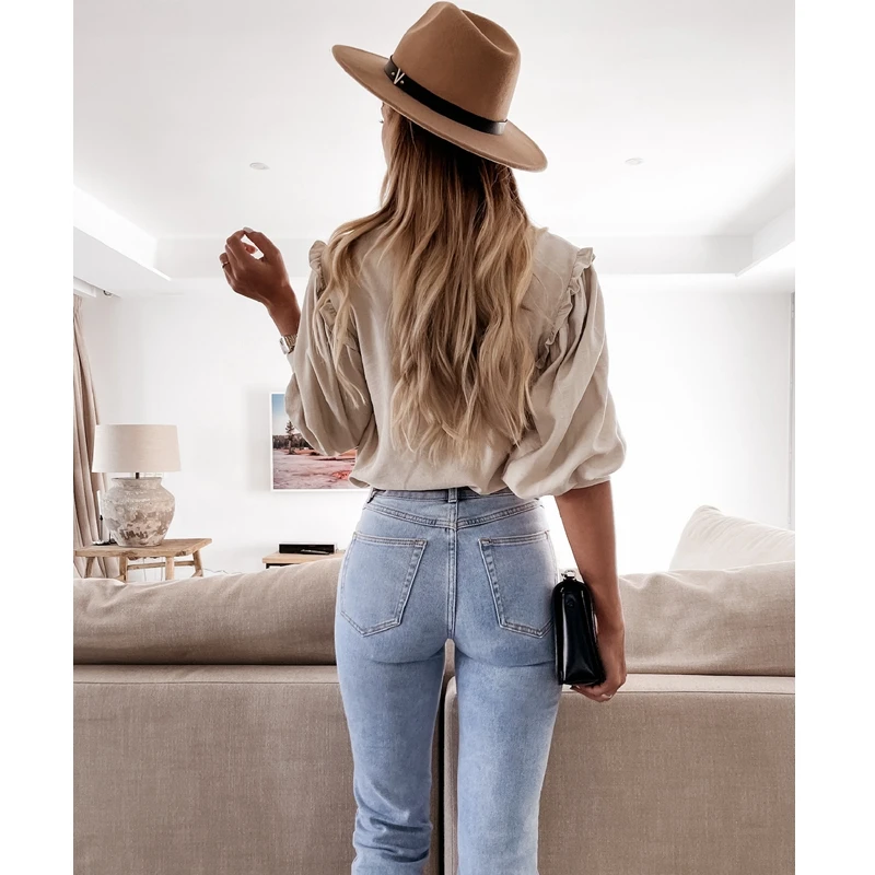 

WEPBEL T-shirt Women's Casual Solid Color Loose Single-Breasted T-shirt Summer Fashion Long Sleeve V-neck Cardigan T-shirt
