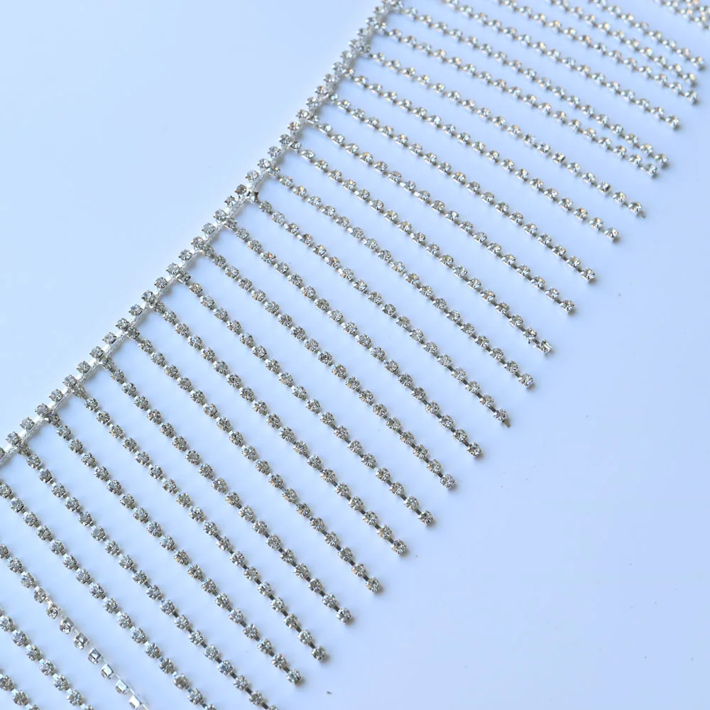 

8cm*1yards silver crystal chain rhinestone trimmings for clothing DIY sewing trim for wedding dresses wedding party decoration