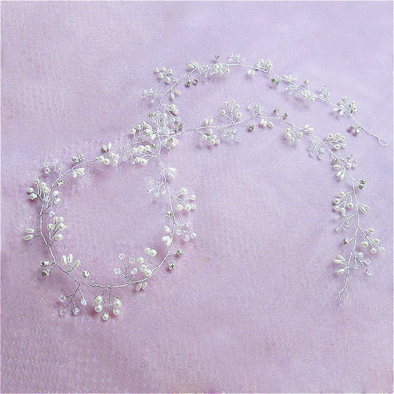 Модный ремень для волос с кристаллами и жемчугом 35 см свадебные украшения