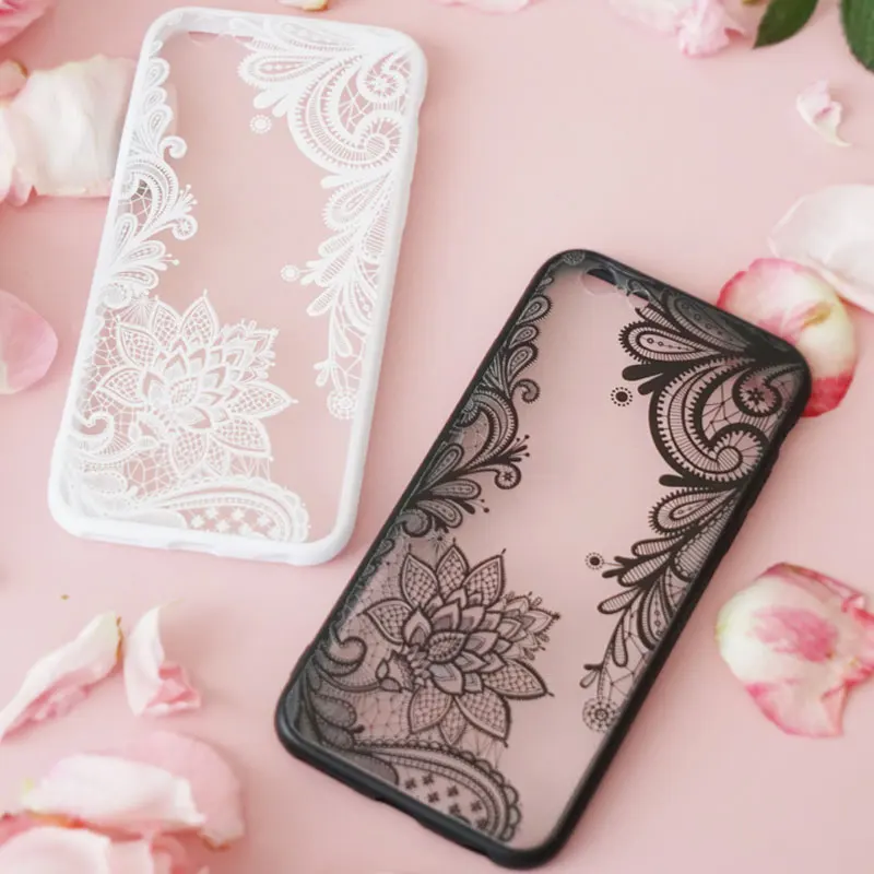 Мандала Цветочный узор для iPhone X Сексуальный Кружевной Цветок Прозрачный Жесткий