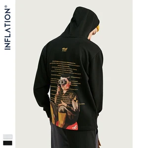 Мужская толстовка с капюшоном INFLATION, Толстовка Оверсайз с принтом спины в стиле хип-хоп, 9634W