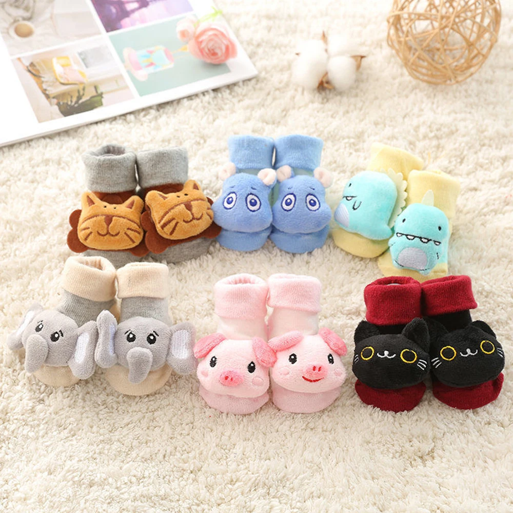 Calcetines de algod&oacute;n con dibujos de animales para beb&eacute;, medias antideslizantes para reci&eacute;n nacido, bonitos para Oto&ntilde;o e Invierno-1