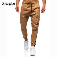 zogaa pants men autumn winter new mens overalls pocket color matching sports leisure trousers youth large size cargo pants chic