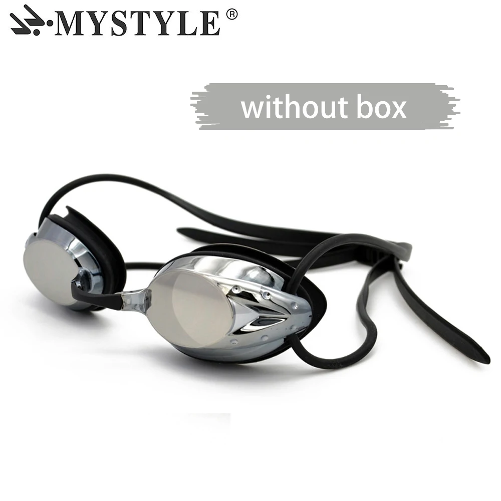 Dark grey no box Новые очки для плавания для мужчин, регулируемые, гальванические, водонепроницаемые, противотуманные, УФ, женские, для плавания, очки для бассейна, профессиональные очки для взрослых - Цвет: Dark grey no box