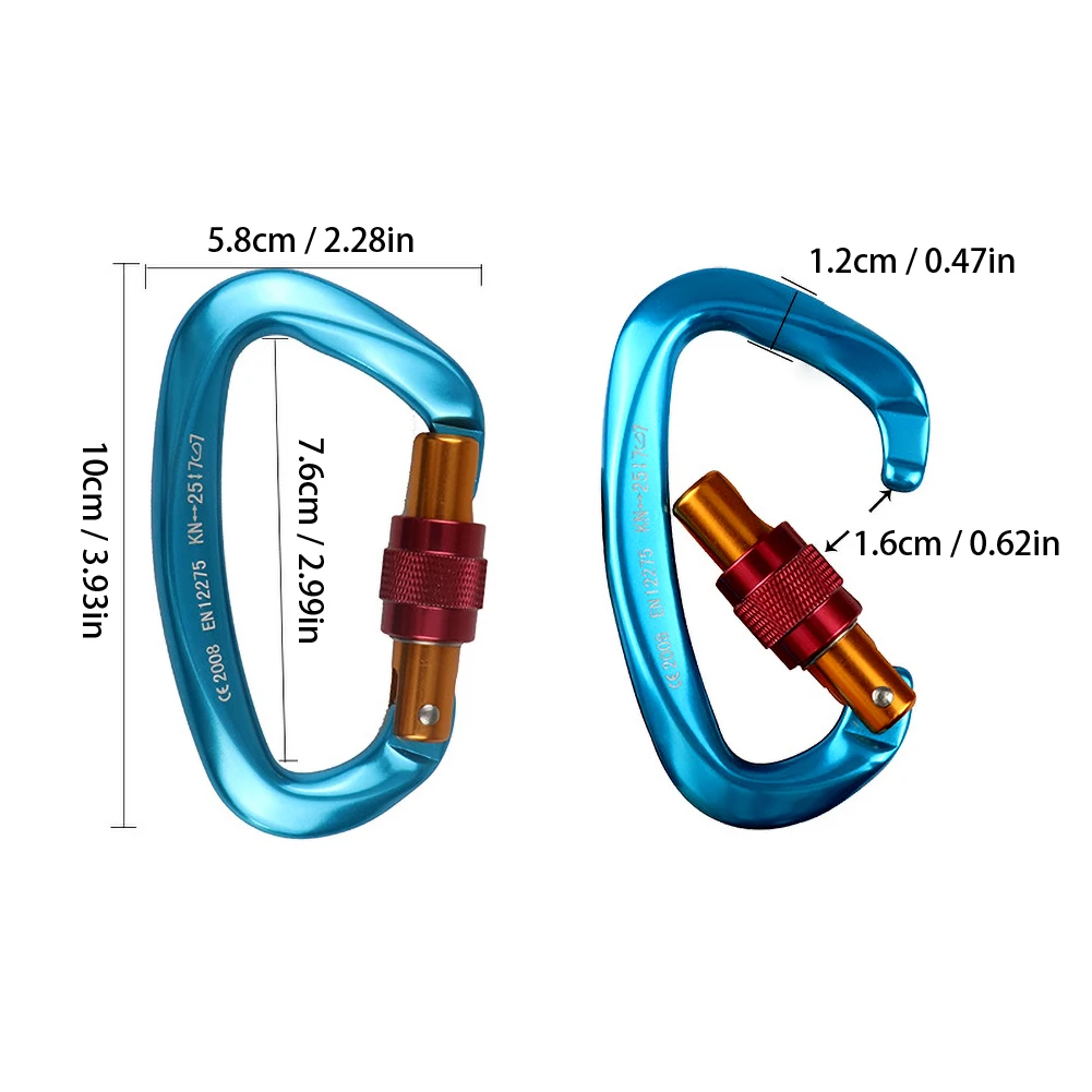 

High Quality 25kN D-Shape Carabiner Climbing Security Safety Buckle Screw Gates Master Lock Carabiner Outdoor Rock Climbing Tool