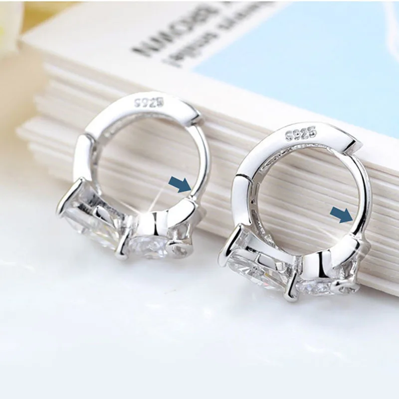 

Real 925 Sterling Silver Stud Earrings Fashion Angel Design Luxury Double Crystal Earrings for Women Silver Jewelry Gift/jklfja