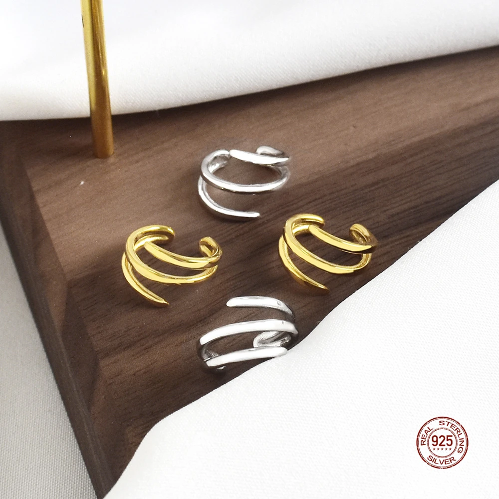 LKO Настоящее серебро 925 пробы многоэтажные клипсы для ушей модные серьги женщин