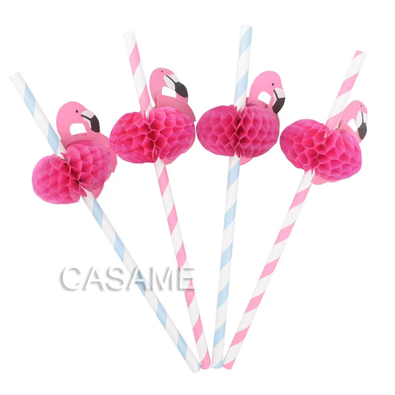 25 шт Фламинго розовые джунгли бумага питьевой соломинки летние бассейн соломы