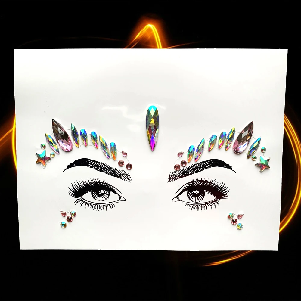 

Crystal Face Jewelry Glitter Gems Eyes Tattoos Sticker Eyebrow Forehead Decoration Acrylic Resin Drill Women's Fashion For Party