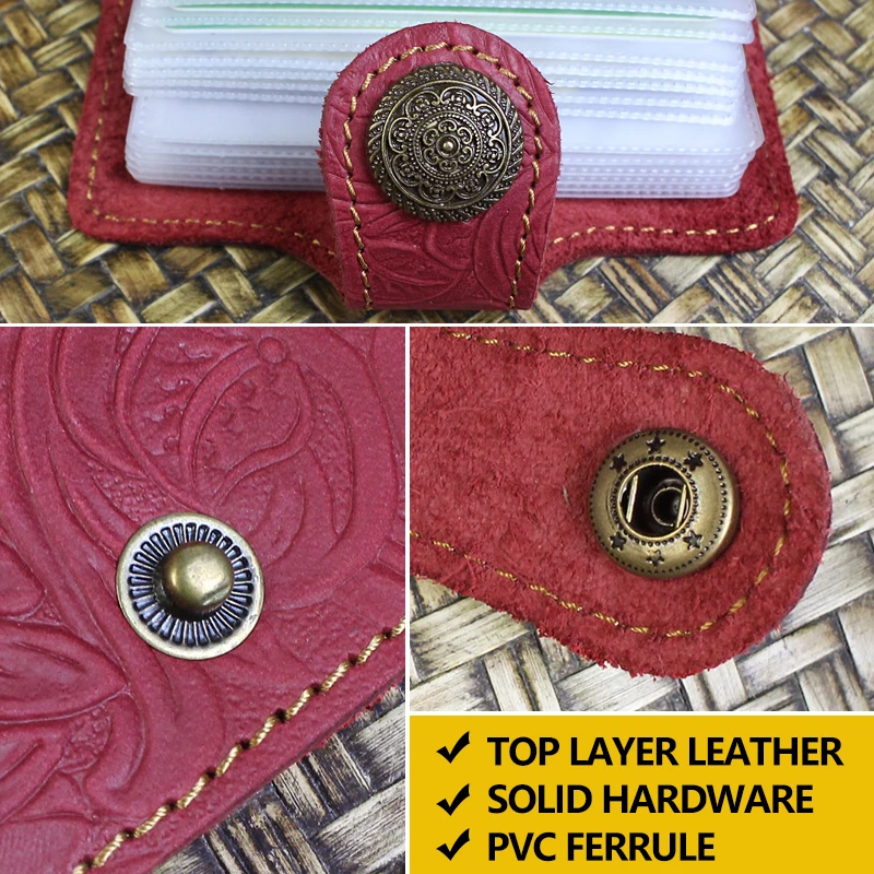 Slim Leather 24 Bits Card Case Retro Genuine Leather Business Card Holder Bag Handmade Credit Passport ID Card Pouch Coin Wallet