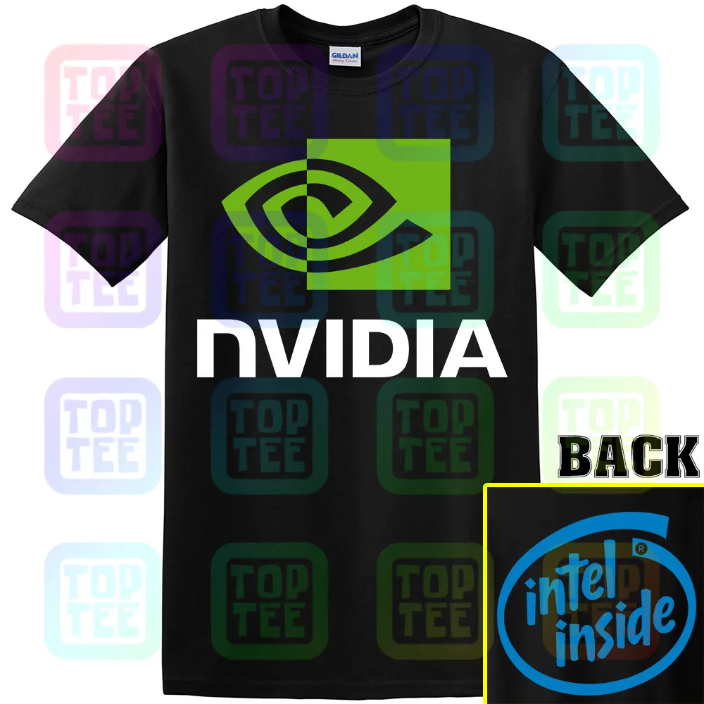 Мужская футболка с бирками Intel Nvidia Geforce GTX|Мужские футболки| |