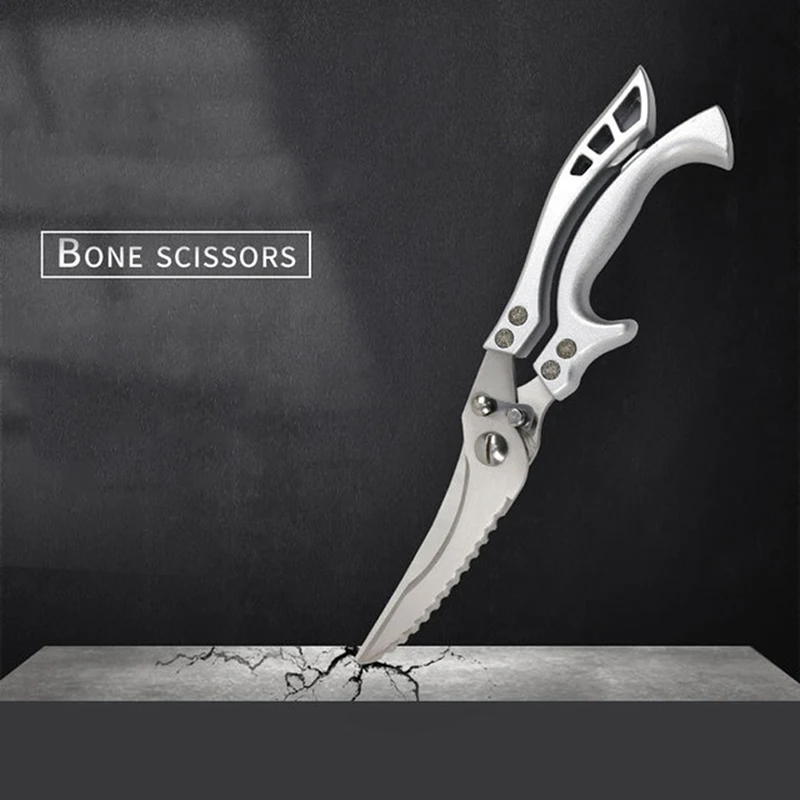 

Practical Multifunctional Stainless Steel Kitchen Scissors For Cutting Chicken, Duck, Fish, Cleaning Scales And Knives.