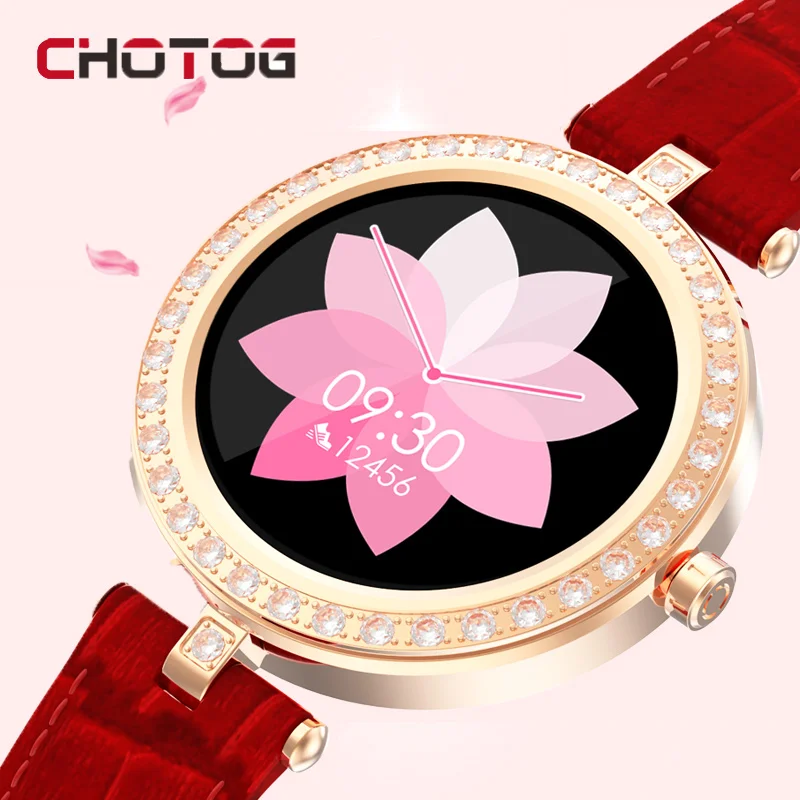 

CHOTOG Fashion Smart Watch Women Heart Rate Blood Pressure Monitor Pedometer Fitness Tracker Music Control Full Touch Smartwatch