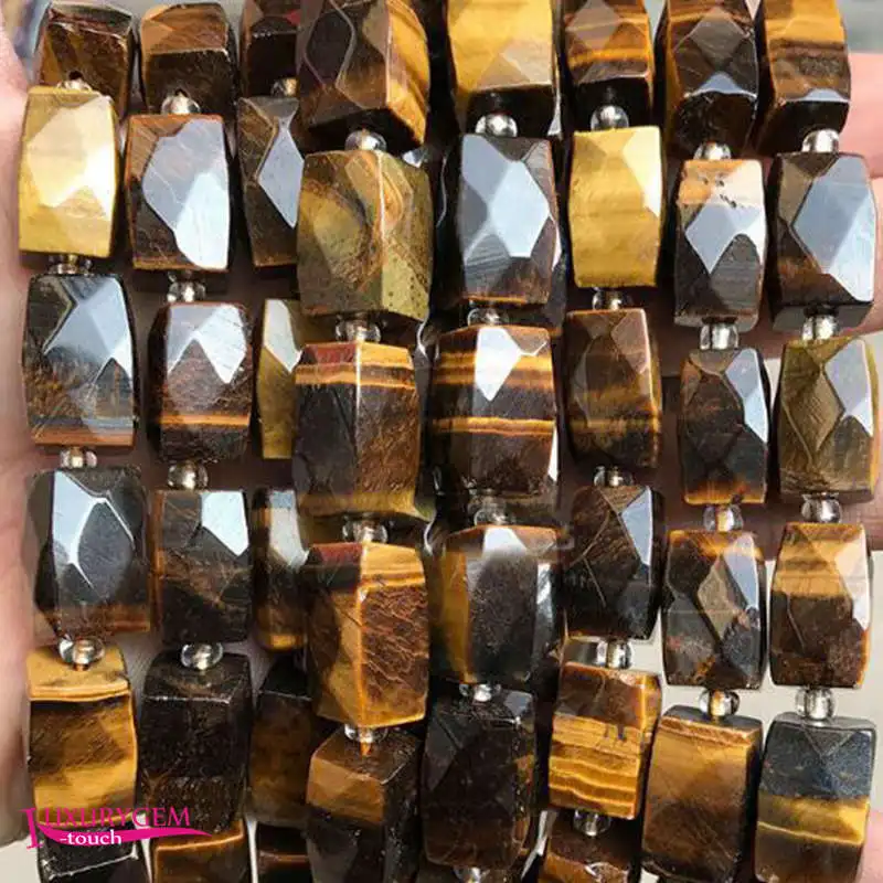 Natural Yellow Tiger Eye Stone Spacer Loose Beads 10x15mm Faceted Rectangle Shape DIY Jewelry Accessories a4211