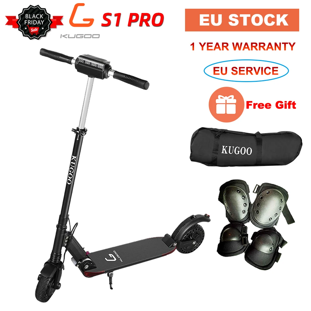 PL сток KUGOO S1 PRO складной электрический скутер 7.5AH 350 Вт ЖК-дисплей 3 режима скорости 8 дюймов Твердые сотовые взрывозащищенные шины