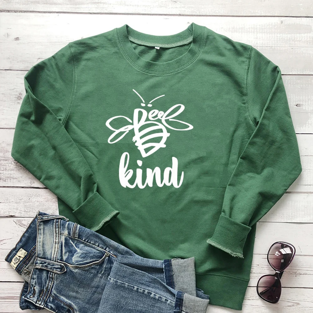 

Bee Kind Pocket Print Sweatshirt Women Streetwear Pullovers Aesthetic Hoodie Save The Bees Graphic Sweatshirts Drop Shipping