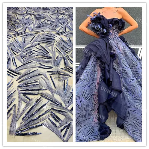 

Sequins Embroidery French Net Lace Fabric Shiny African Tulle Lace Fabric Mesh Material for Nigeria Party