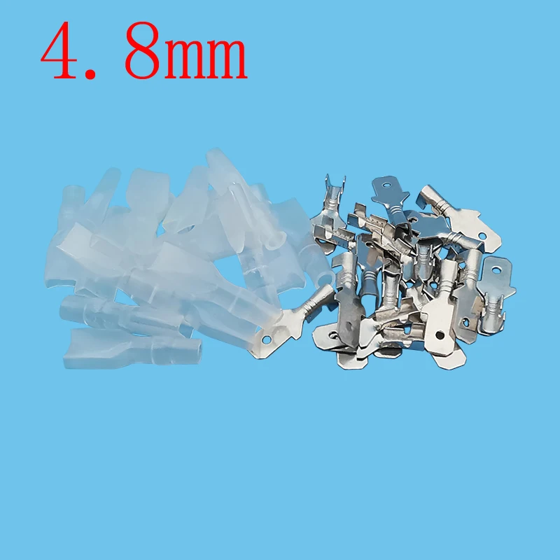 

20/50Pairs Crimp Terminals 4.8mm Male Spade Wire Crimp Terminal Block Connector with Insulating Sleeve