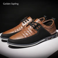 golden sapling men shoes fashion patchwork leather loafers breathable mens casual shoes retro flats comfortable leisure flats