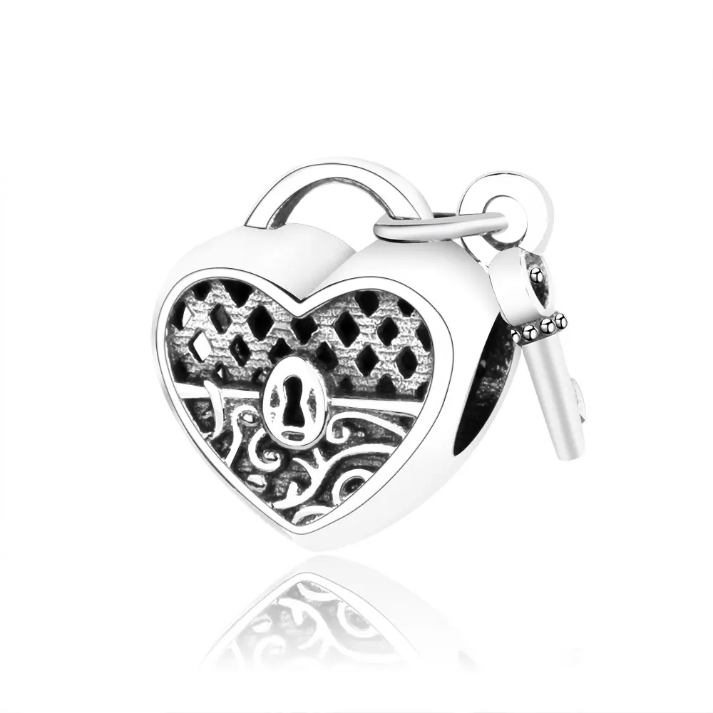 

Wholesale Price Fit Charms Bracelet 925 Sterling Silver European Lock Key Hearts Charm Beads DIY Berloque 2019 Valentine's Day