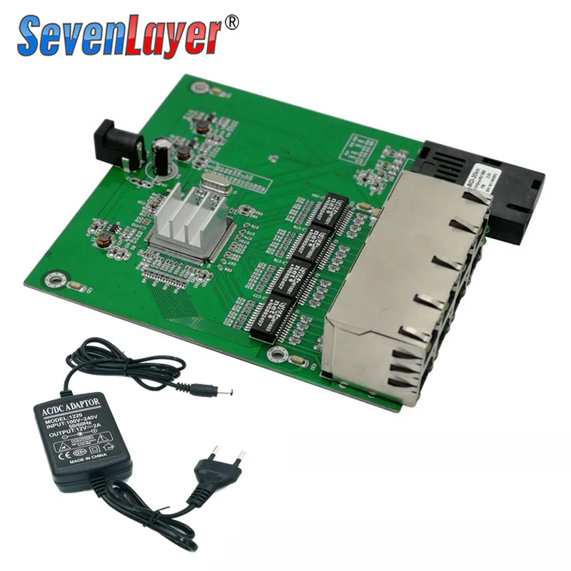 Коммутатор Gigabit Ethernet 8 RJ45 1 SC волоконно оптический медиа конвертер одномодовый