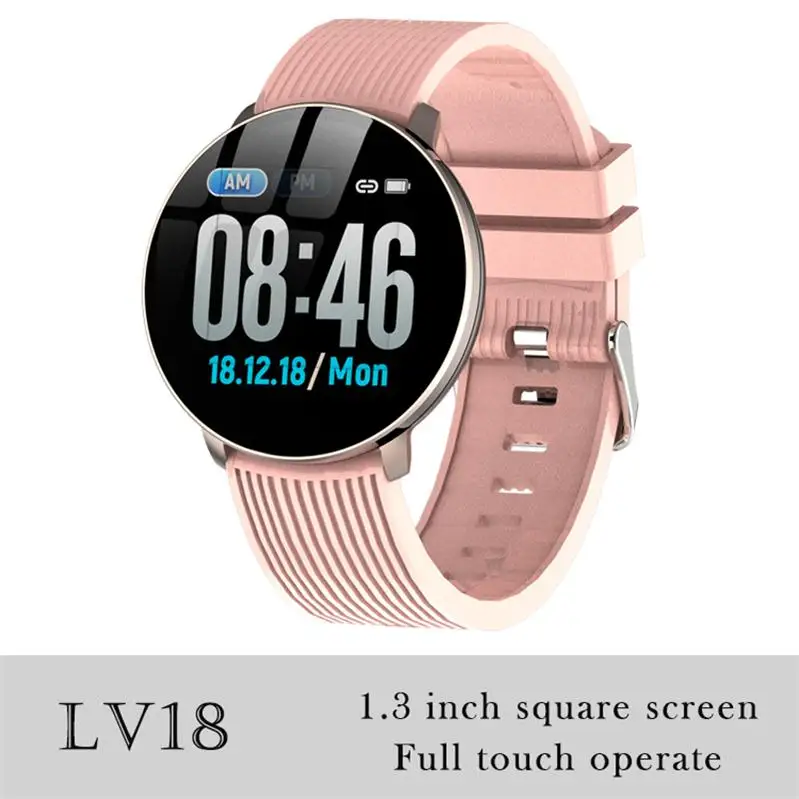 LV18 Pink rubber 696 K9-WF, полный педометр с сенсорным управлением, Смарт-часы, фитнес-трекер, монитор сердечного ритма, кровяное давление, Смарт-часы, смарт-браслет - Цвет: LV18 Pink rubber