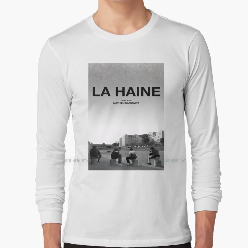 

La Haine Poster Film Movie T Shirt 100% Pure Cotton Movie Film La Haine French Hate 90s Grunge Dark Black And White Graphics