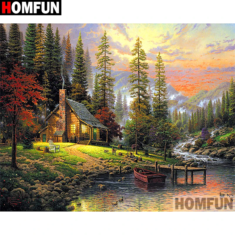 Алмазная живопись HOMFUN картина для вышивки крестиком 5D Вышивка Дом домашний декор