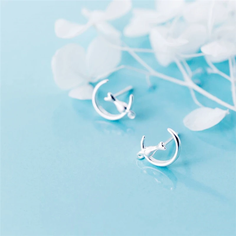 Оригинальные кошачьи милые простые серьги от аллергии серебристого цвета темперамента личности модные женские серьги SEA113.
