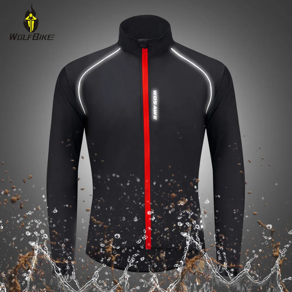 

WOSAWE Lightweight Men's Cycling Jackets Running Wind Coat Reflective Windproof Clothing Road MTB Bike Windbreaker Long Jersey