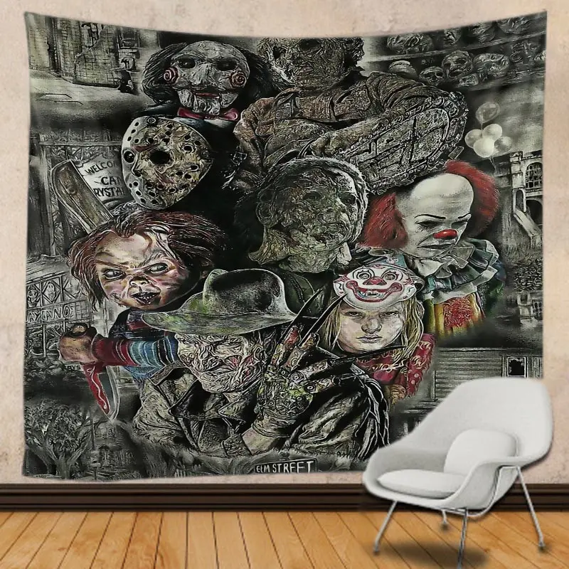 Гобелен с изображением клоуна черепа дьявола уродливая девушка настенные