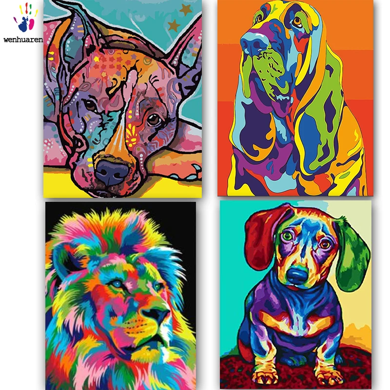 DIY картинки для раскраски по номерам с цветами абстрактные картины животных