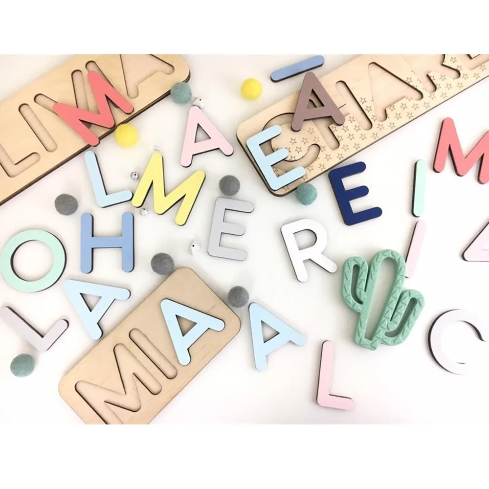 Деревянный образовательный пазл с именем на заказ детский праздник ручной