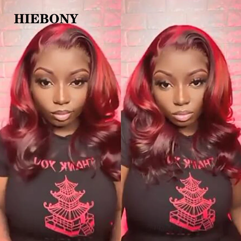 Яркий красный цвет Синтетические волосы на кружеве человеческих волос парики с