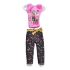 Комплект из 2 предметов; Летняя Повседневная футболка с буквенным принтом; брюки Капри с бантом на поясе; Одежда для кукол; аксессуары; Одежда для кукол