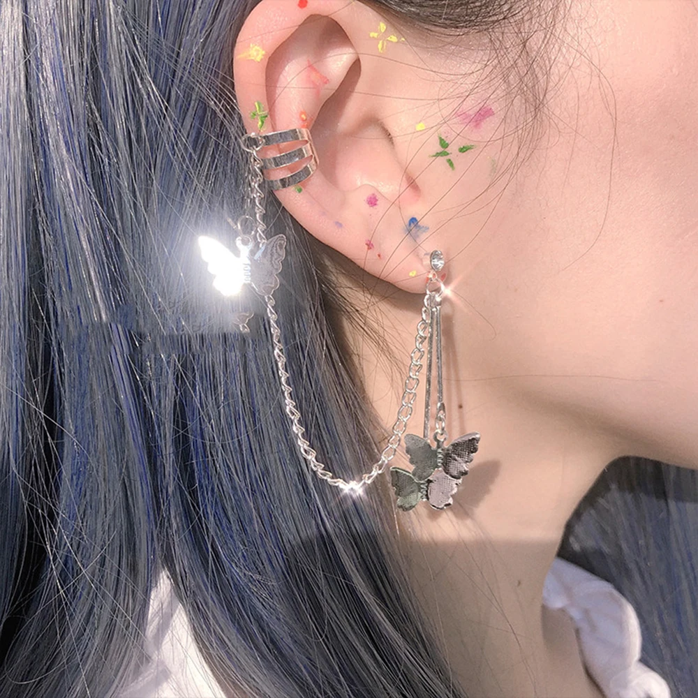 

1PC Gothic Butterfly Fairy Tassel Elegant Ear Bone Punk Earrings Jewelry