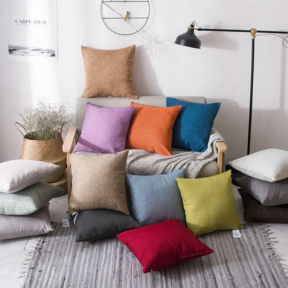 Твердые Цвет Подушка Чехол размером 45*45 мягкая постельное белье с Наволочки