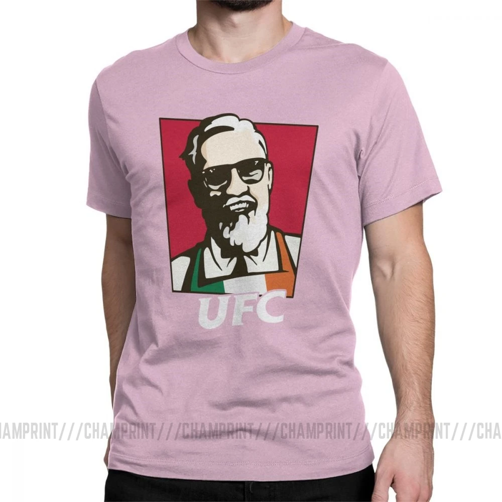 Король Конор Макгрегор MMA KFC креативная хипстерская футболка для мужчин с коротким рукавом топы серые футболки из чистого хлопка футболки с круглым вырезом - Цвет: Розовый