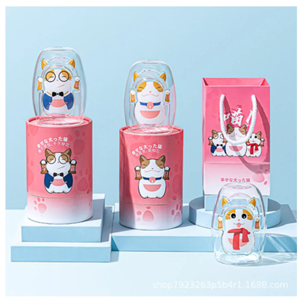 Креативная чашка ручной работы двойная стеклянная Шиба-ину милая мультяшная